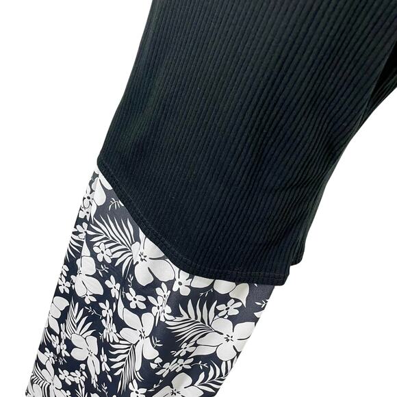 Vintage 90s Ultra Dress NY Ribbed Knit Tank Dress Mixed Media Floral Y2K Sz 14 - Picture 6 of 9